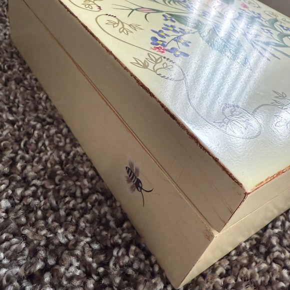 Vintage Joan Rivera Floral Painted Wooden Jewelry Box Organizer Cottagecore 8x6" - Picture 8 of 8